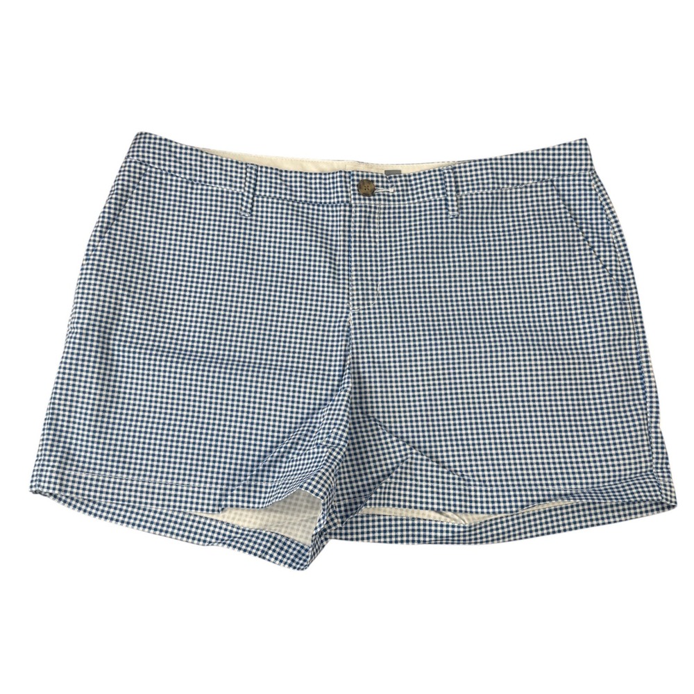 Old Navy Womens Blue White Gingham Everyday Shorts Size 100% Cotton Size‎ 14 Nwt